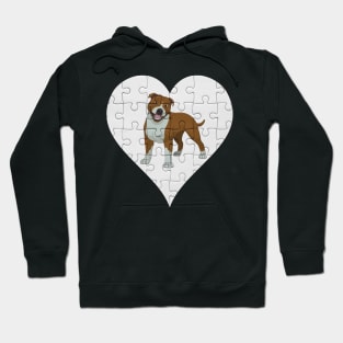 Staffordshire Bull Terrier Heart Jigsaw Pieces Design - Gift for Staffordshire Bull Terrier Lovers Hoodie